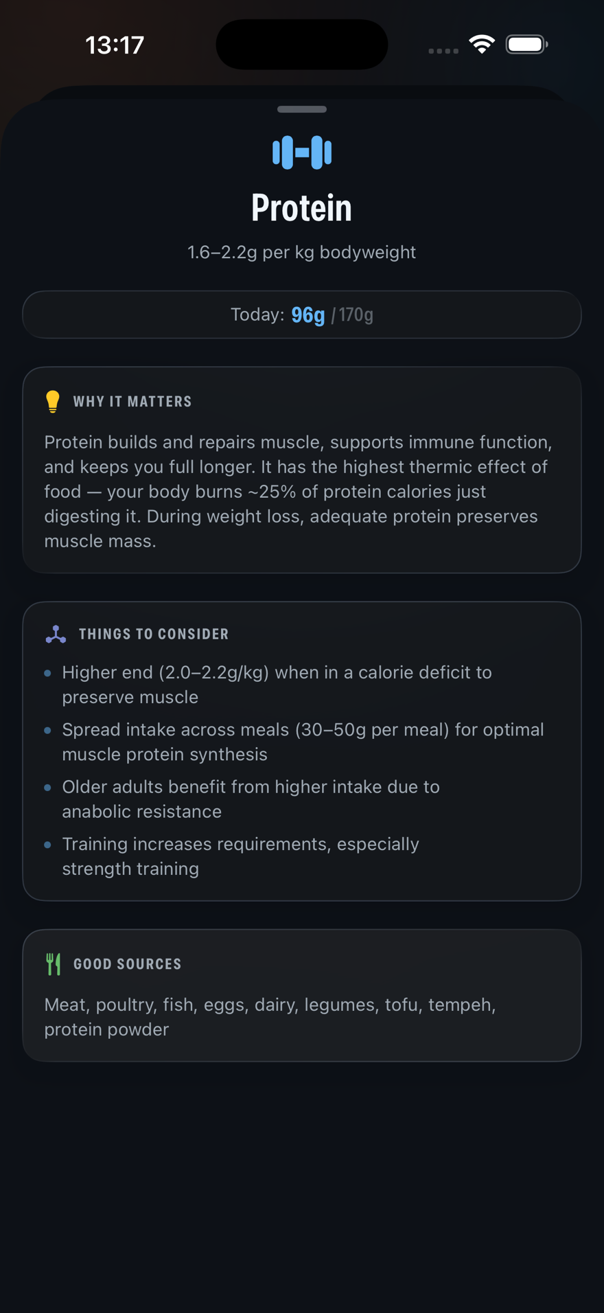 MyProtocol explaining why protein matters, with practical tips and good sources